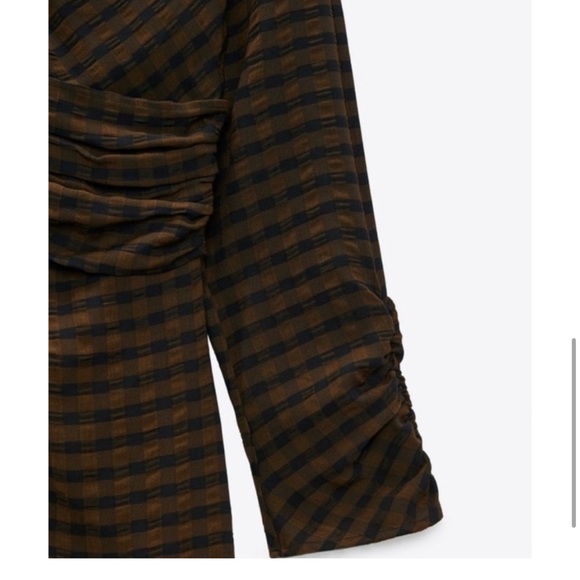 ZARA lovely textured checked draped midi dress in brown & black🔥🔥🔥 - Picture 6 of 10